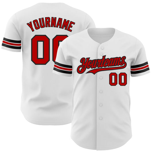 Custom White Red-Black Authentic Baseball Jersey - Sky-Custom