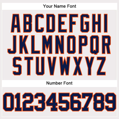 Custom White Navy-Orange Authentic Baseball Jersey - Sky-Custom