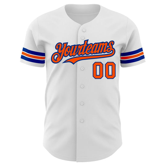 Custom White Orange-Royal Authentic Baseball Jersey - Sky-Custom