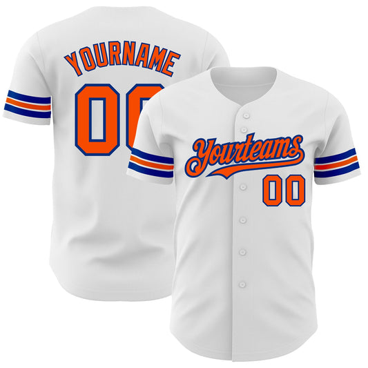 Custom White Orange-Royal Authentic Baseball Jersey - Sky-Custom