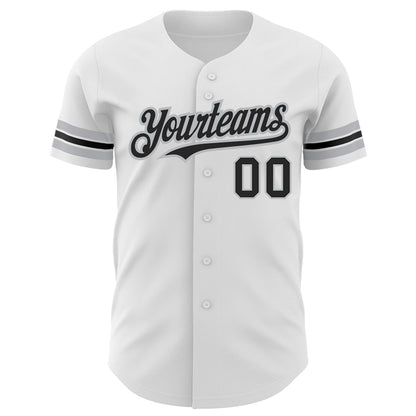 Custom White Black-Gray Authentic Baseball Jersey - Sky-Custom