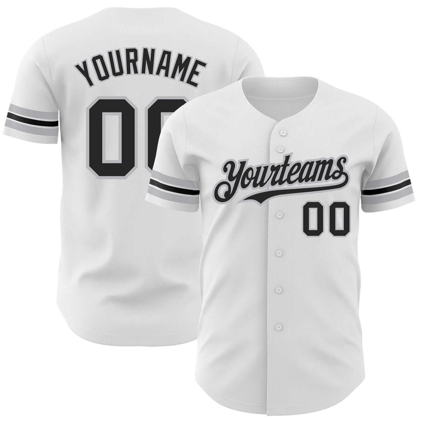 Custom White Black-Gray Authentic Baseball Jersey - Sky-Custom