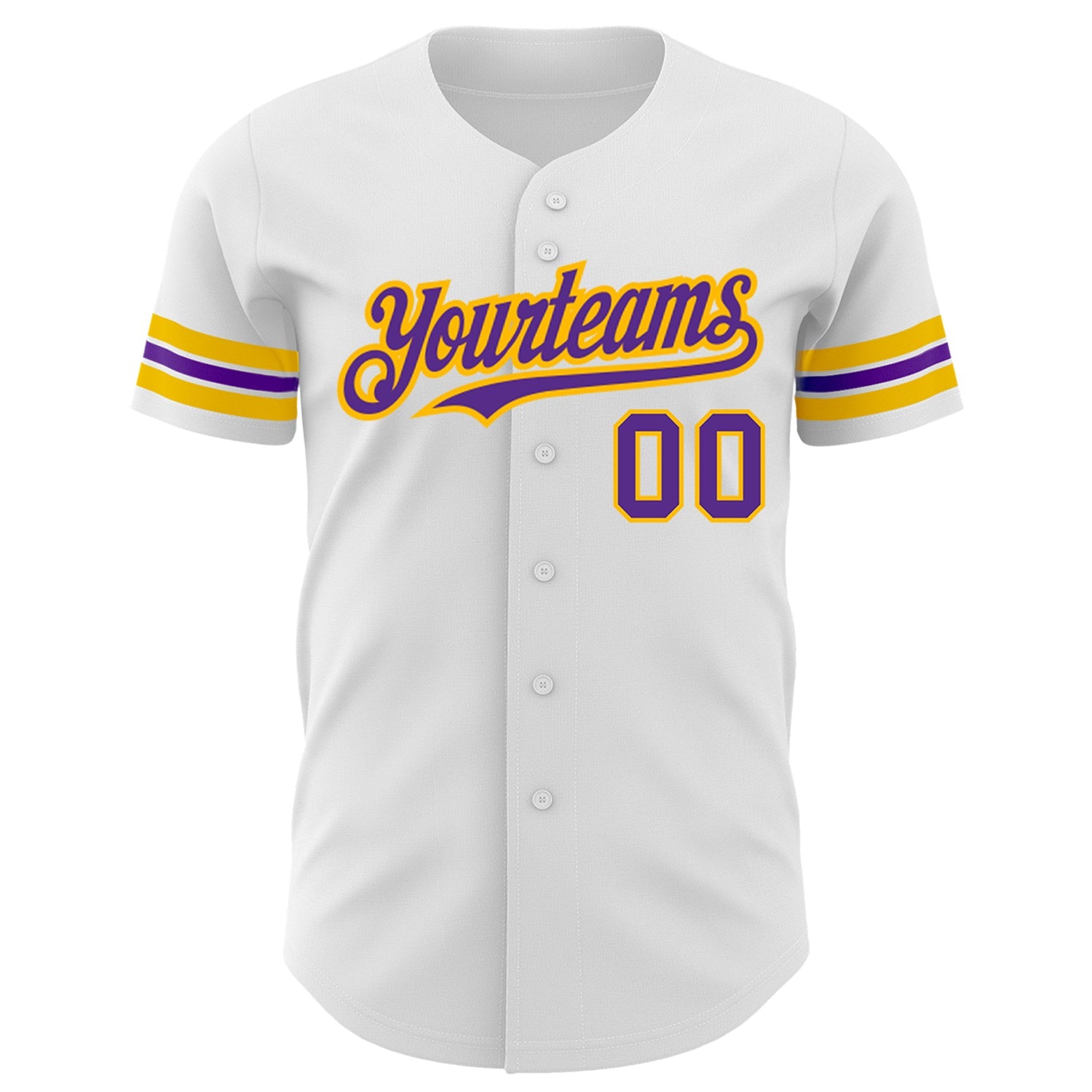 Custom White Purple-Gold Authentic Baseball Jersey - Sky-Custom