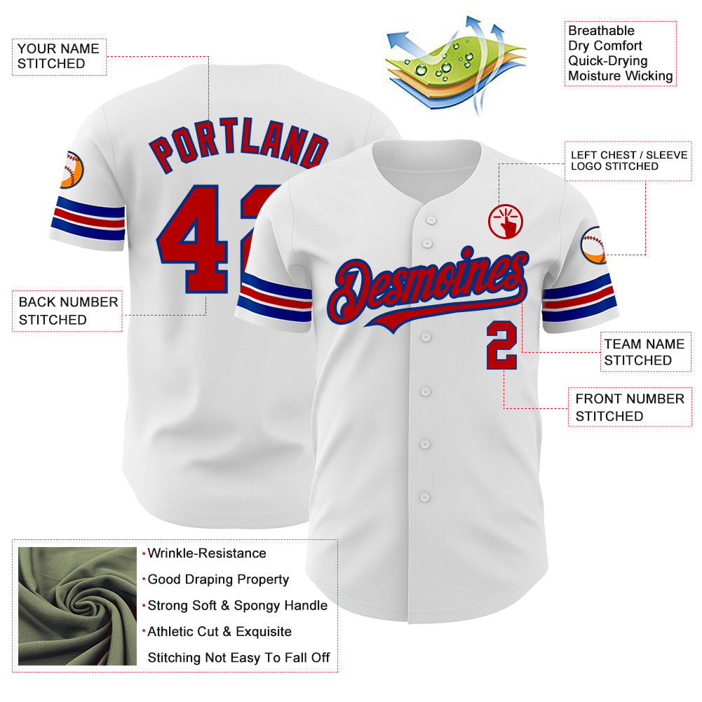 Custom White Red-Royal Authentic Baseball Jersey - Sky-Custom