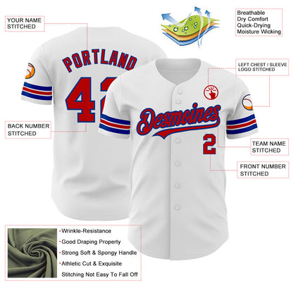 Custom White Red-Royal Authentic Baseball Jersey - Sky-Custom