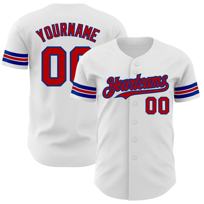 Custom White Red-Royal Authentic Baseball Jersey - Sky-Custom