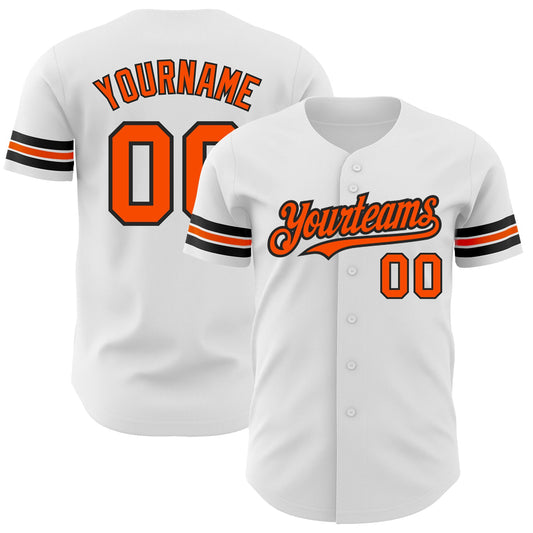 Custom White Orange-Black Authentic Baseball Jersey - Sky-Custom