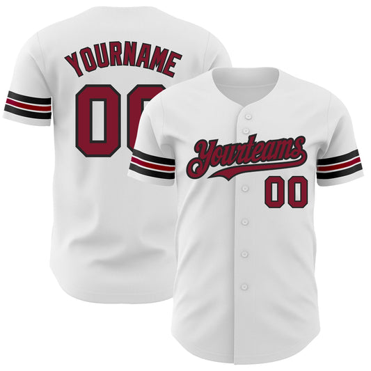 Custom White Crimson-Black Authentic Baseball Jersey - Sky-Custom