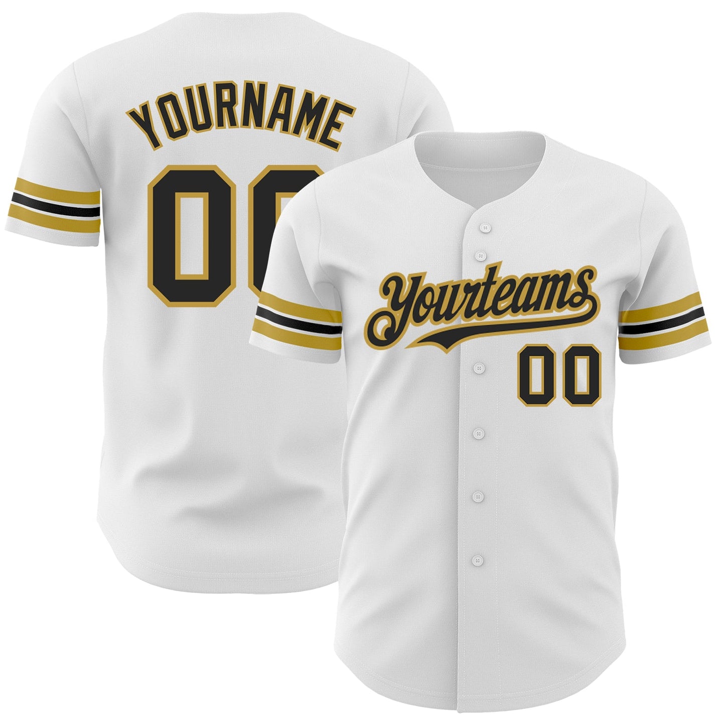 Custom White Black-Old Gold Authentic Baseball Jersey - Sky-Custom