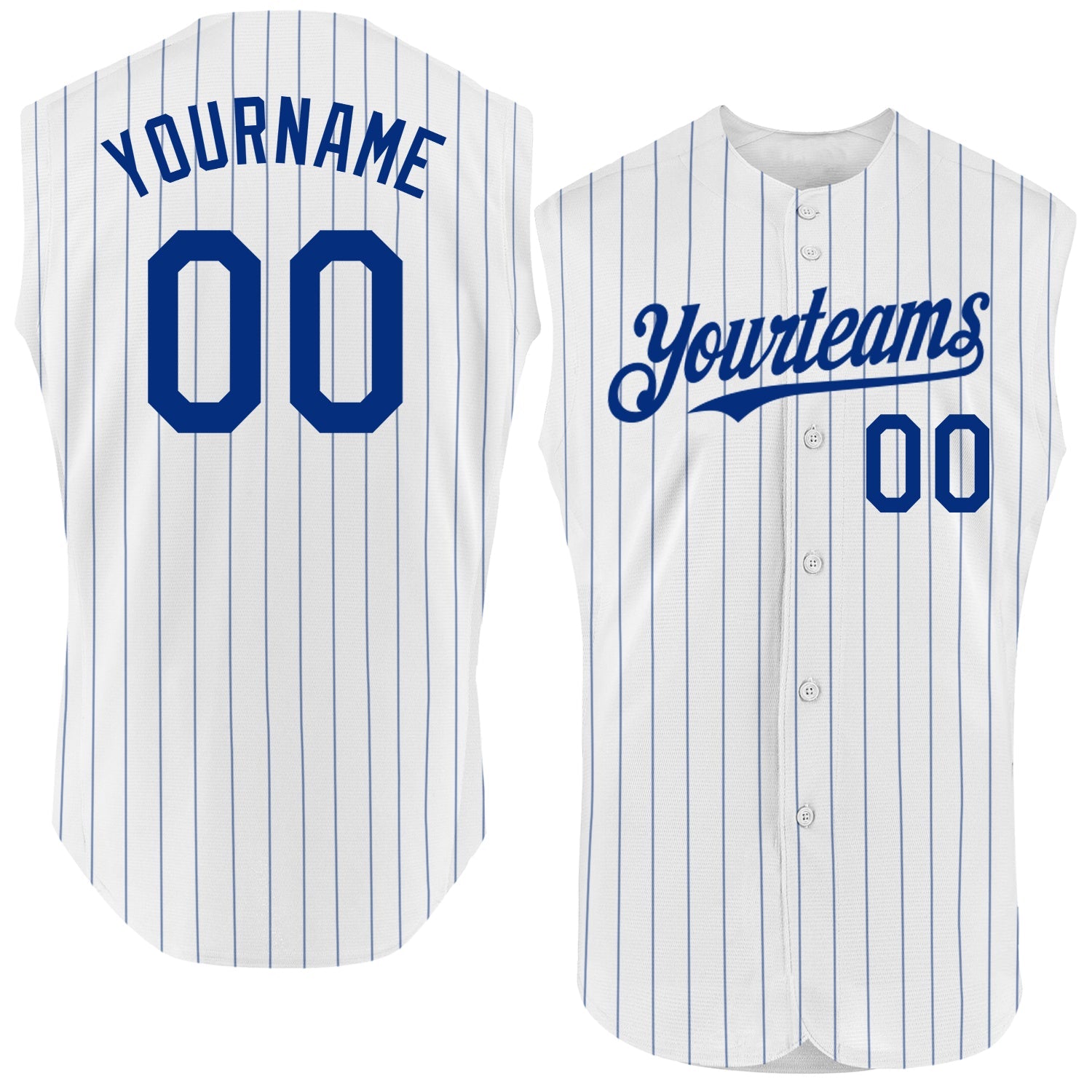 Custom White Royal Pinstripe Royal Authentic Sleeveless Baseball Jersey - Sky-Custom