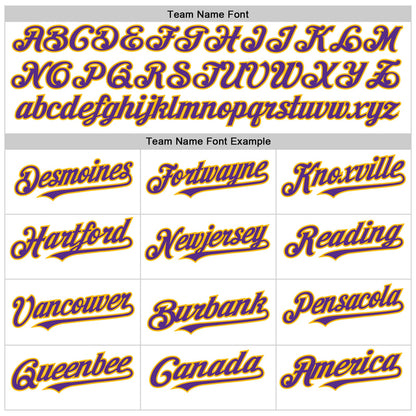 Custom White Purple Pinstripe Gold Authentic Sleeveless Baseball Jersey - Sky-Custom