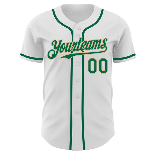Custom White Kelly Green-Vegas Gold Authentic Baseball Jersey - Sky-Custom
