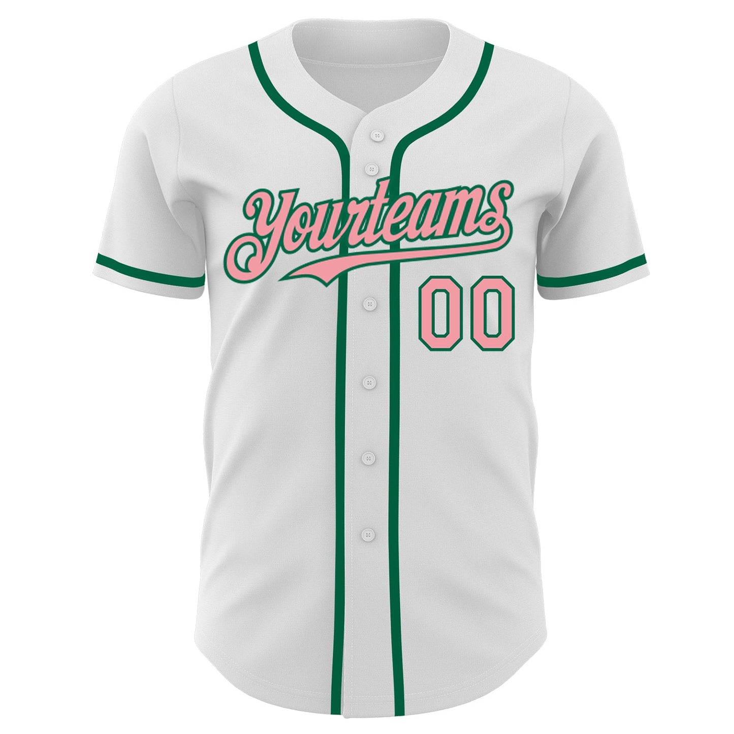 Custom White Medium Pink-Kelly Green Authentic Baseball Jersey - Sky-Custom