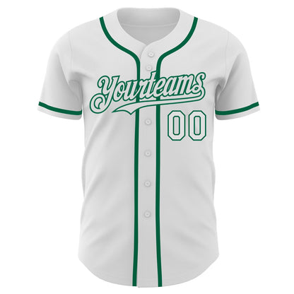 Custom White Kelly Green Authentic Baseball Jersey - Sky-Custom