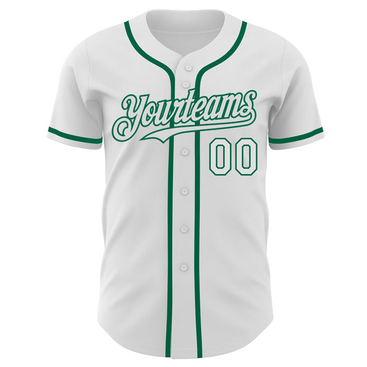 Custom White Kelly Green Authentic Baseball Jersey - Sky-Custom
