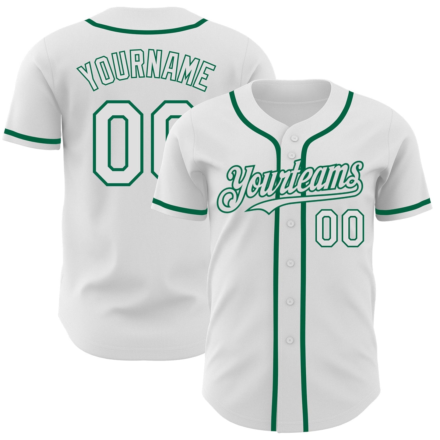 Custom White Kelly Green Authentic Baseball Jersey - Sky-Custom