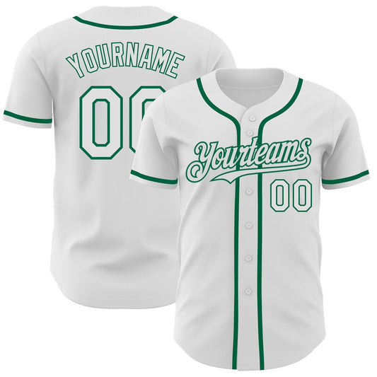 Custom White Kelly Green Authentic Baseball Jersey - Sky-Custom
