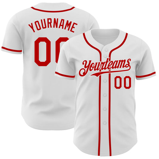 Custom White Red Authentic Baseball Jersey - Sky-Custom