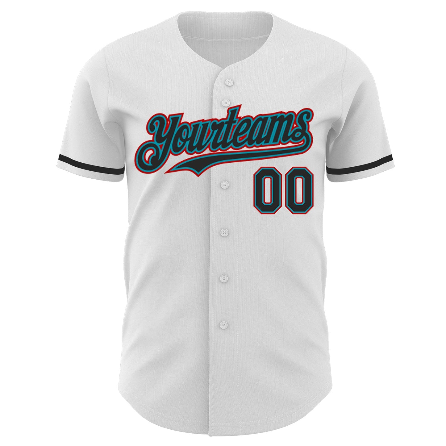Custom White Black Teal-Red Authentic Baseball Jersey - Sky-Custom