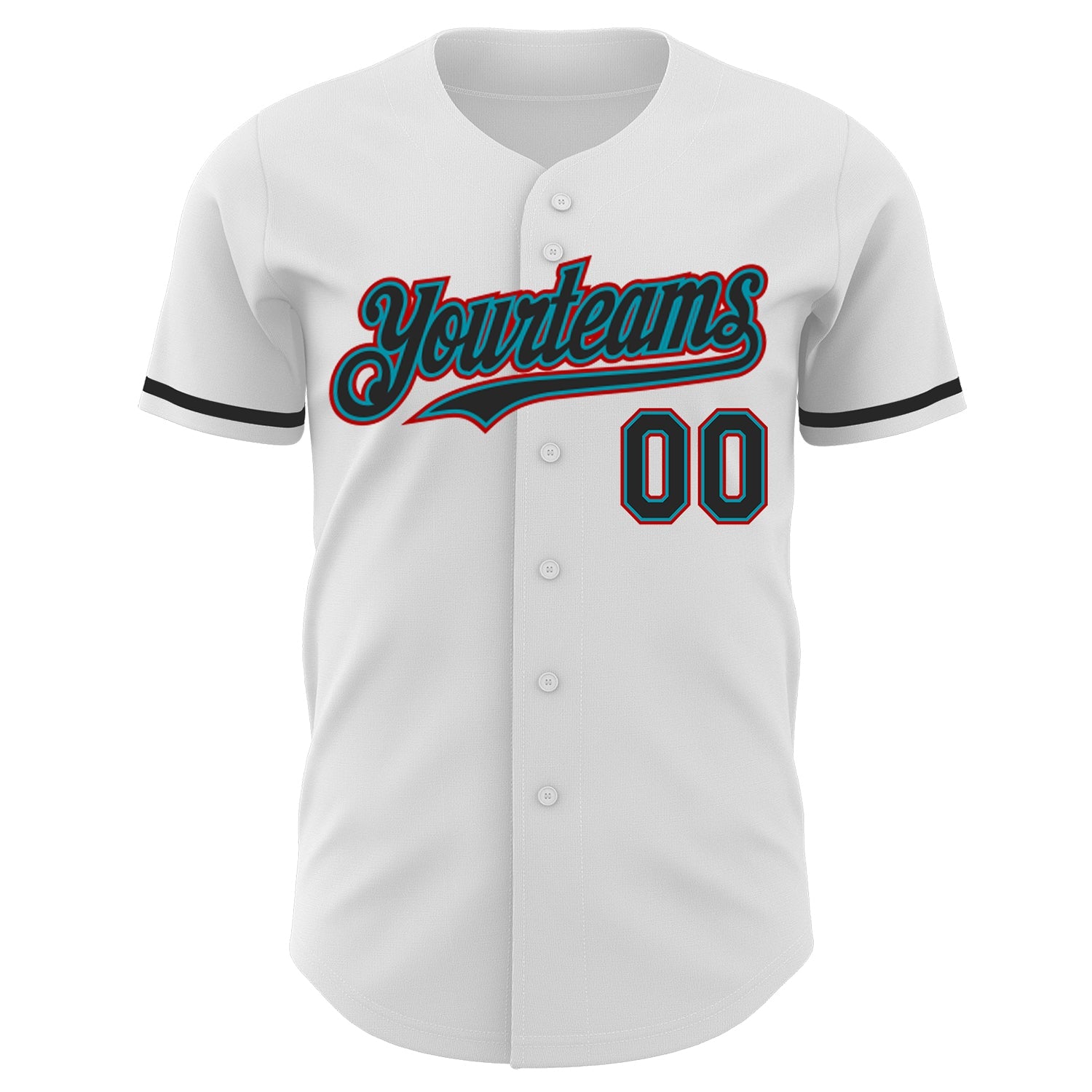 Custom White Black Teal-Red Authentic Baseball Jersey - Sky-Custom