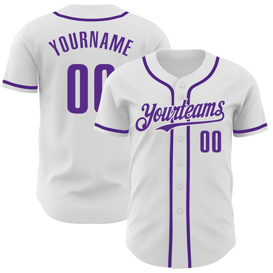 Custom White Purple Authentic Baseball Jersey - Sky-Custom
