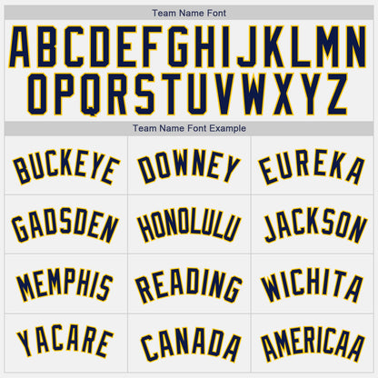 Custom White Navy Pinstripe Yellow Authentic Baseball Jersey - Sky-Custom