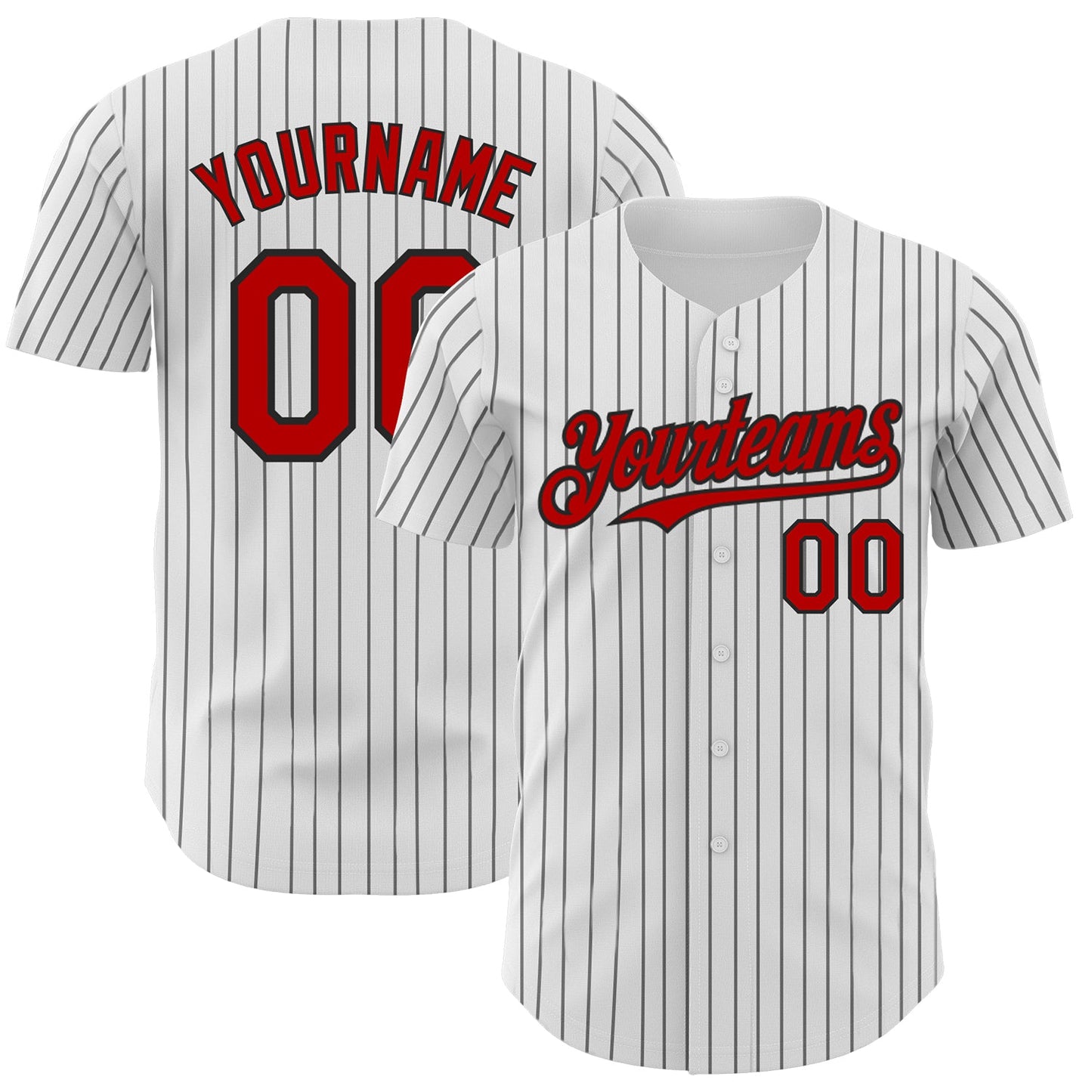 Custom White Black Pinstripe Red Authentic Baseball Jersey - Sky-Custom