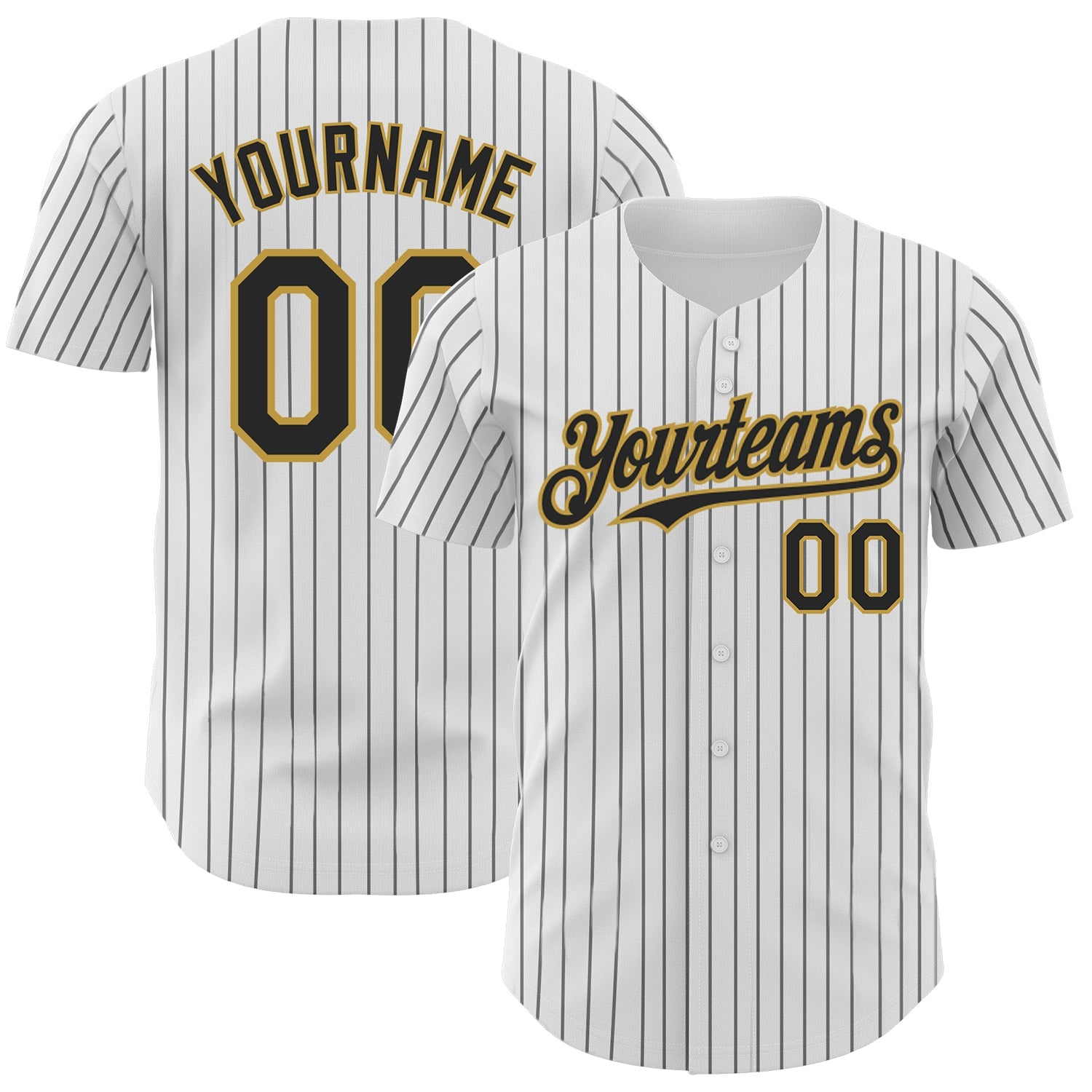 Custom White Black Pinstripe Old Gold Authentic Baseball Jersey - Sky-Custom