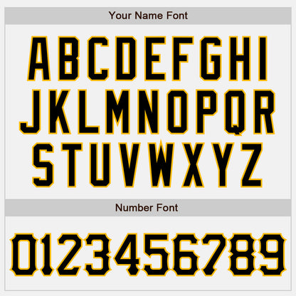 Custom White (Black Gold Pinstripe) Black-Gold Authentic Baseball Jersey - Sky-Custom