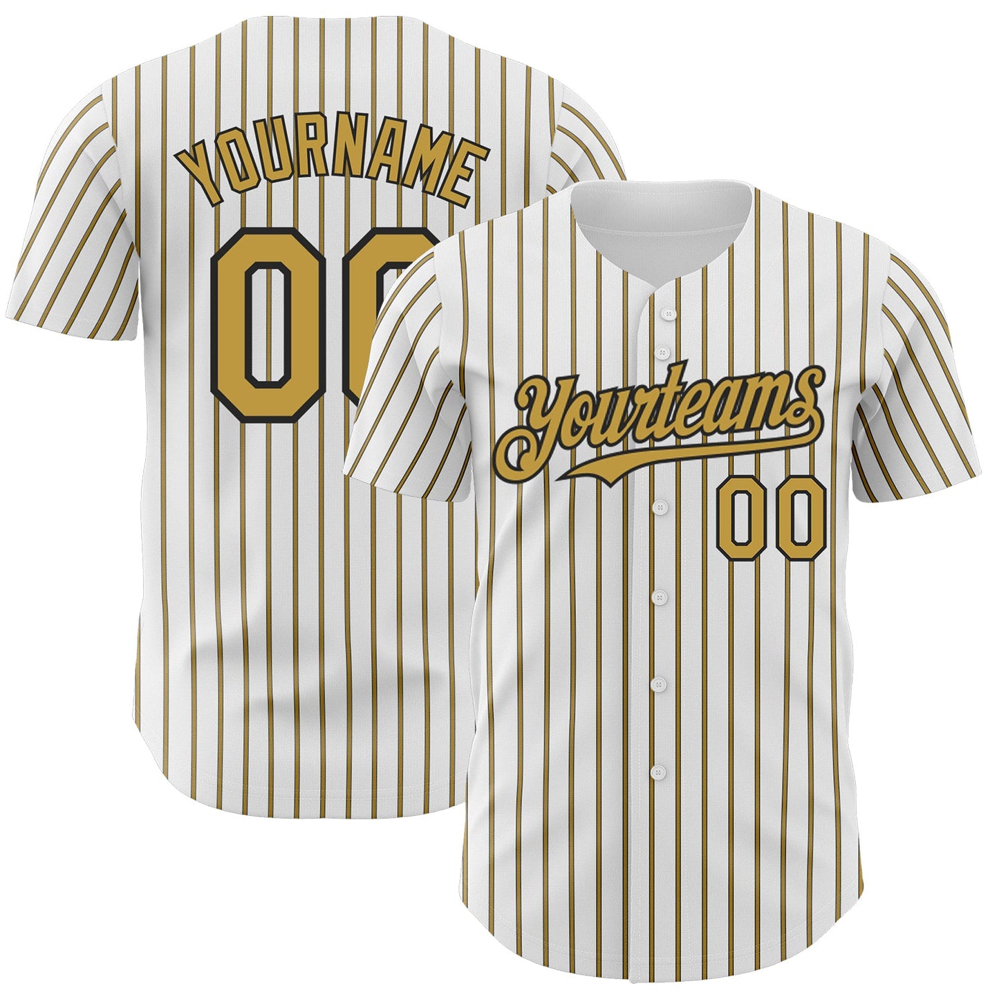 Custom White (Black Old Gold Pinstripe) Old Gold-Black Authentic Baseball Jersey - Sky-Custom