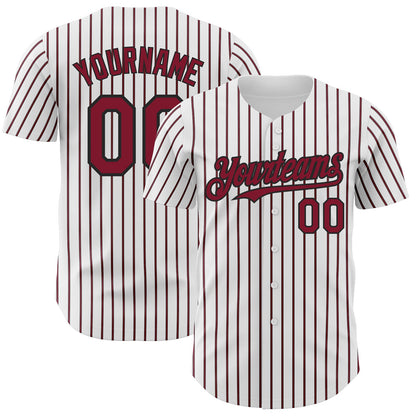 Custom White (Black Crimson Pinstripe) Crimson-Black Authentic Baseball Jersey - Sky-Custom