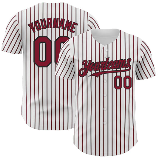 Custom White (Black Crimson Pinstripe) Crimson-Black Authentic Baseball Jersey - Sky-Custom