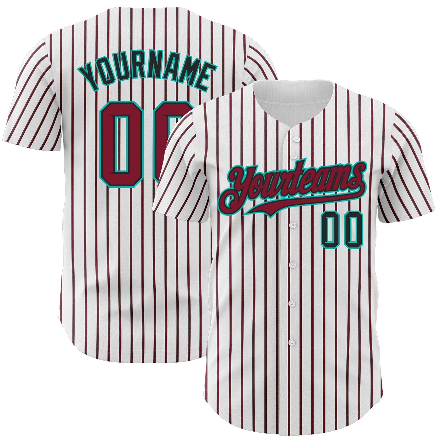 Custom White (Black Crimson Pinstripe) Crimson Black-Aqua Authentic Baseball Jersey - Sky-Custom