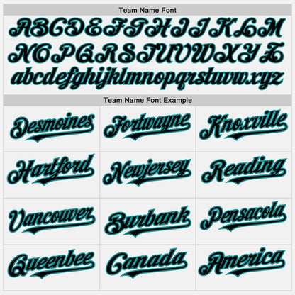 Custom White (Black Teal Pinstripe) Black-Teal Authentic Baseball Jersey - Sky-Custom