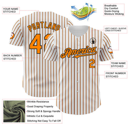 Custom White (Black Bay Orange Pinstripe) Neon Green-Black Authentic Baseball Jersey - Sky-Custom