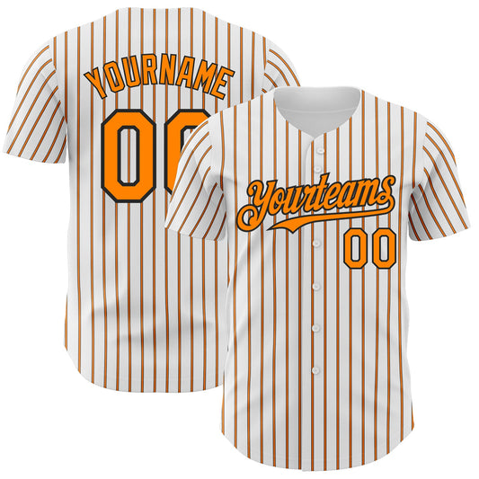 Custom White (Black Bay Orange Pinstripe) Neon Green-Black Authentic Baseball Jersey - Sky-Custom