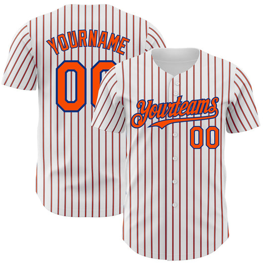 Custom White (Royal Orange Pinstripe) Orange-Royal Authentic Baseball Jersey - Sky-Custom