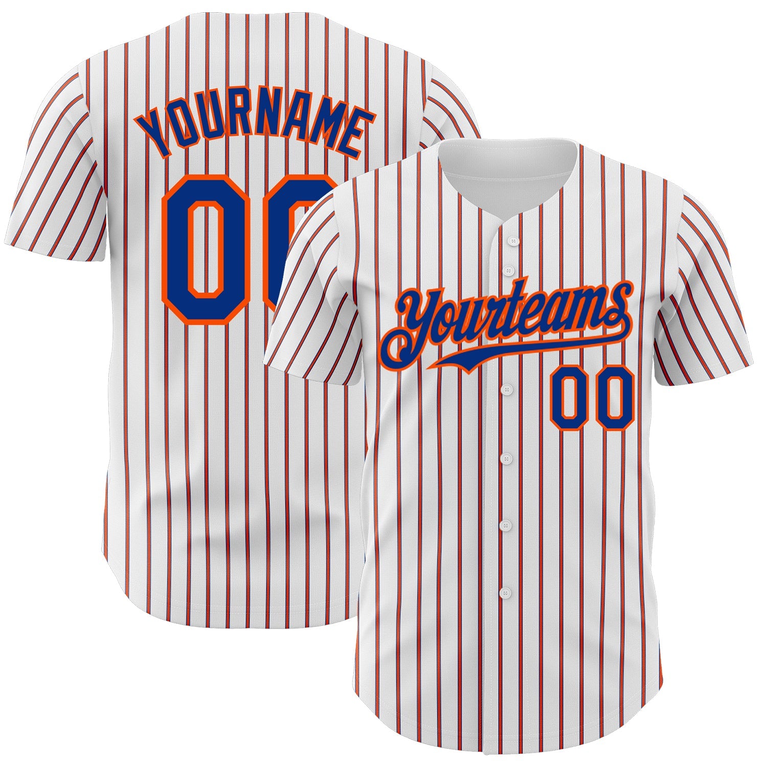 Custom White (Royal Orange Pinstripe) Orange-Royal Authentic Baseball Jersey - Sky-Custom