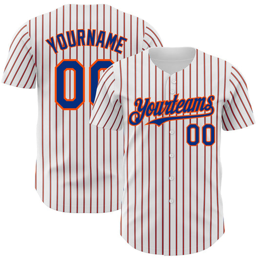 Custom White (Royal Orange Pinstripe) Orange-Royal Authentic Baseball Jersey - Sky-Custom