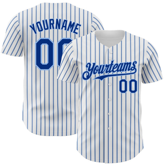 Custom White (Royal Light Blue Pinstripe) Royal-Light Blue Authentic Baseball Jersey - Sky-Custom
