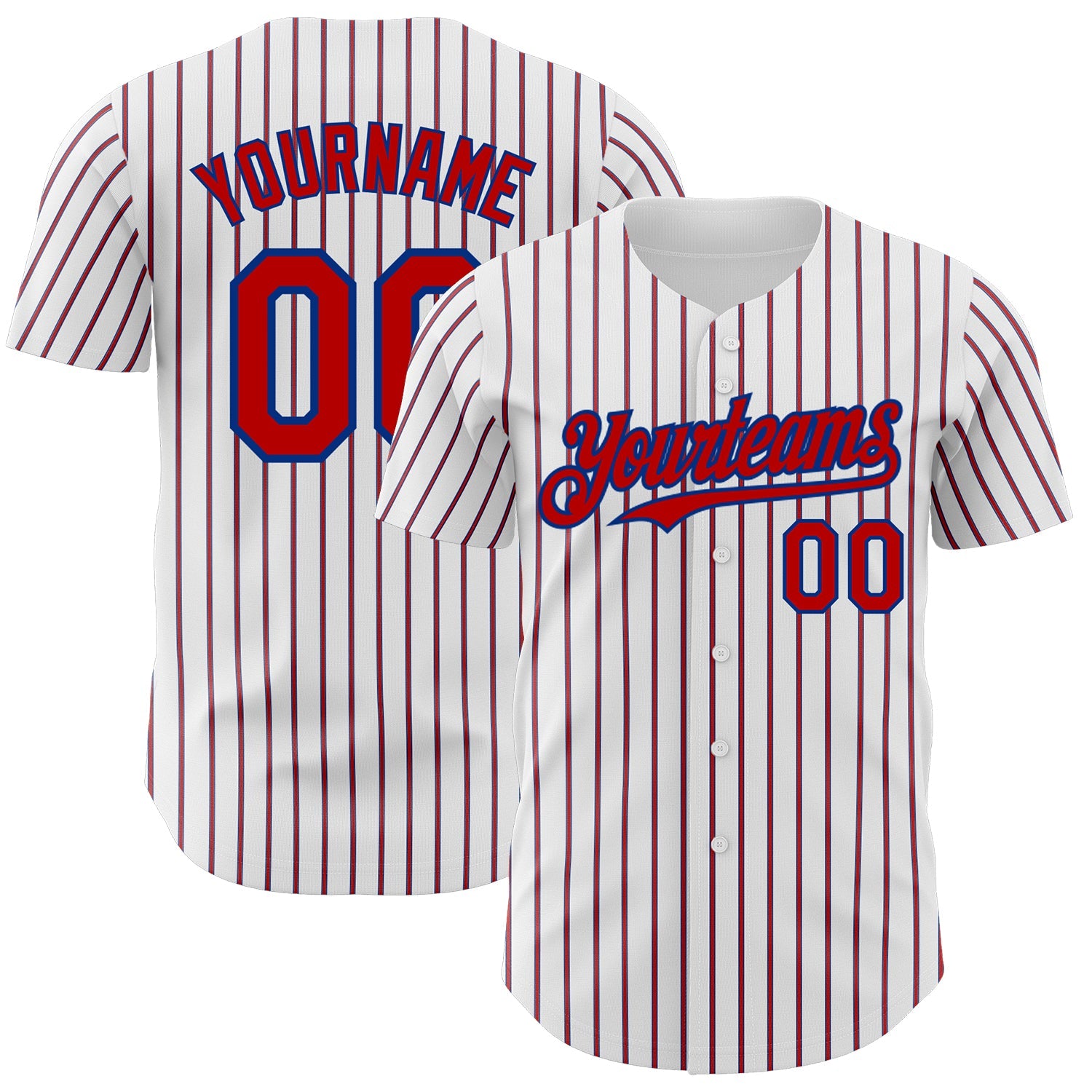 Custom White (Royal Red Pinstripe) Red-Royal Authentic Baseball Jersey - Sky-Custom