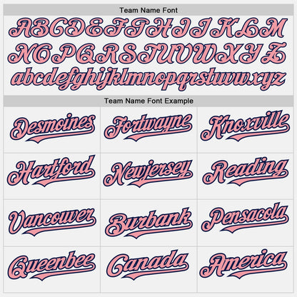Custom White (Navy Medium Pink Pinstripe) Medium Pink-Navy Authentic Baseball Jersey - Sky-Custom
