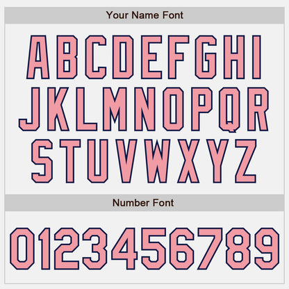 Custom White (Navy Medium Pink Pinstripe) Medium Pink-Navy Authentic Baseball Jersey - Sky-Custom
