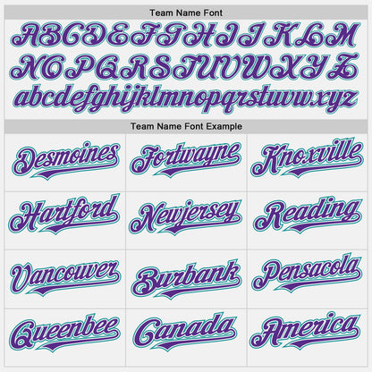 Custom White (Purple Teal Pinstripe) Purple-Teal Authentic Baseball Jersey - Sky-Custom
