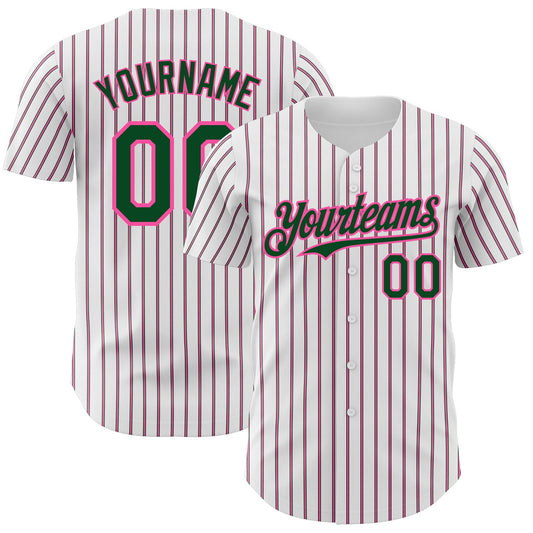 Custom White (Green Pink Pinstripe) Green-Pink Authentic Baseball Jersey - Sky-Custom