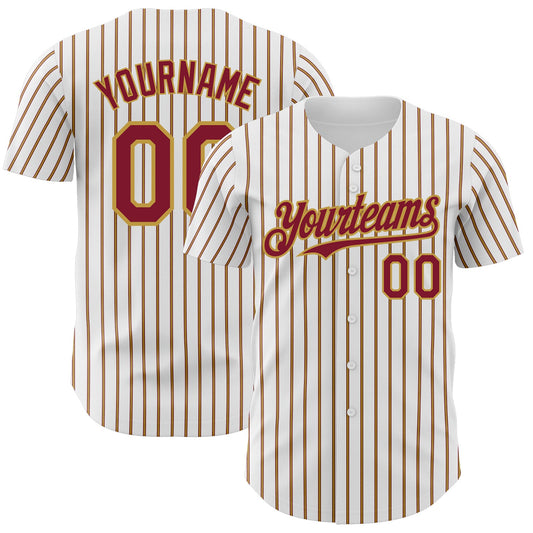 Custom White (Crimson Old Gold Pinstripe) Crimson-Gold Authentic Baseball Jersey - Sky-Custom