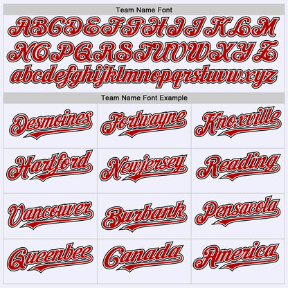 Custom White Red-Black Mesh Authentic Throwback Baseball Jersey - Sky-Custom