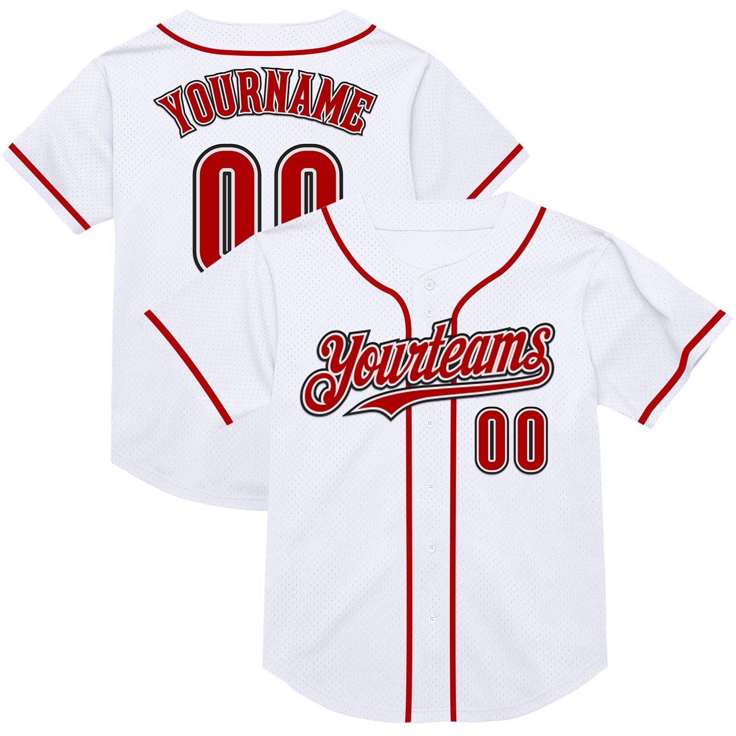Custom White Red-Black Mesh Authentic Throwback Baseball Jersey - Sky-Custom