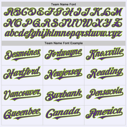 Custom White Purple-Neon Green Mesh Authentic Throwback Baseball Jersey - Sky-Custom