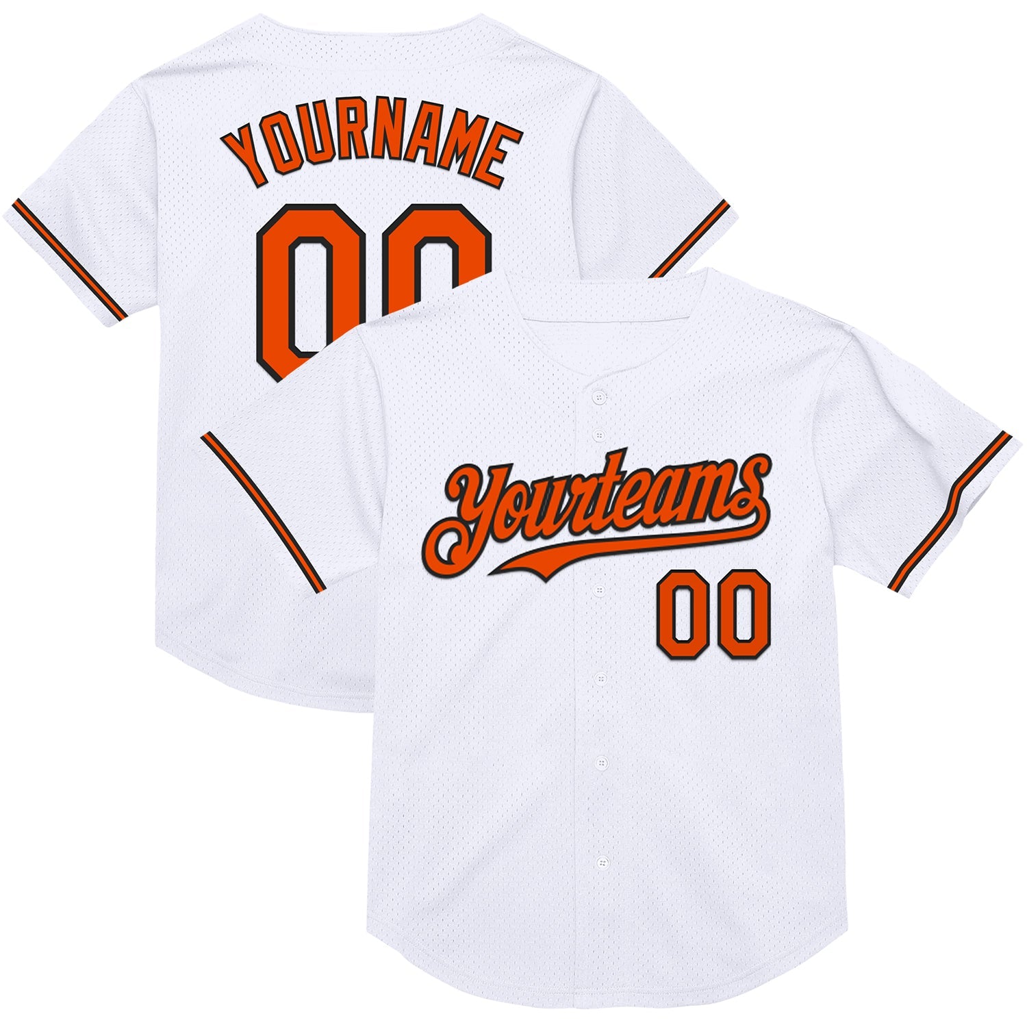 Custom White Orange-Black Mesh Authentic Throwback Baseball Jersey - Sky-Custom
